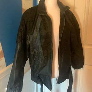 🤎Vintage Ada black leather bomber motorcycle jacket